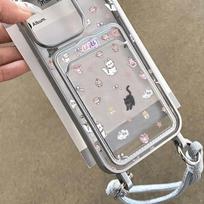 Electroplated Lanyard Card Holder Black and White Cat Frosted Translucent TPU Protective Case Fashionable Personalized Air Bag Anti-fall Shell For  iphone 11