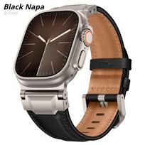 Business Leather Bracelet For Apple Watch Ultra 3/2 49mm 46mm 45mm 44mm Men Straps for iWatch Series 11 10 9 8 7 6 5 4 SE 3 Band 42-44-45mm &Basic Color juoda
