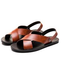 Vyriški Sandalai Vasariniai Elegantiški Paplūdimio Sandalai Vyriški Batai Oda Atostogų Lauko Vyriški Retro Patogūs Laisvalaikio Sandalai Vyriški Sportbačiai 38 ruda