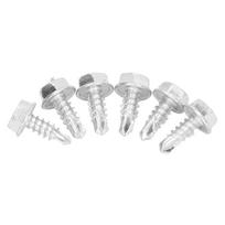 250PCS Self Drilling Screw Carbon Steel White Zinc Drill Screw M4.8x13mm for Metal Wood Plastic Hex Washer Head