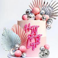 Pink Sliver Disco Balls Cake Decoration Palm Leaves Cake Decoration Stars Cake Decoration 70s Disco Bachelorette Party Supplies