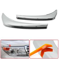 Car Styling  ABS Chrome Headlight Eyebrow Eyelid Cover Trim Car Accessories For Toyota Land Cruiser FJ200 LC200 2015- 2012-2015