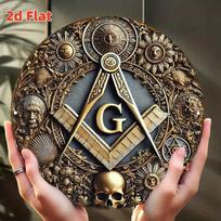 Masoniškas metalinis sienos menas Freemasonų simbolis ženklas Baro garažo dekoras 20x20