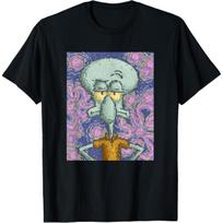 SpongeBob SquarePants Squidward Van Gogh Painting Portrait T-Shirt S juoda
