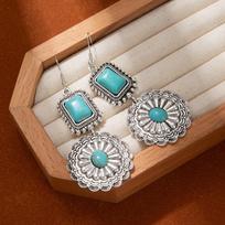 Turquoise Earrings Retro Ethnic Wind Water Drop Love Earrings Female Bohemian Earrings white