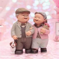 Resin Modern Cartoon Grandma and Grandpa Model Sculpture Cake Sweethearts Couple Decoration Home Decoration Tabletop Statue Gift