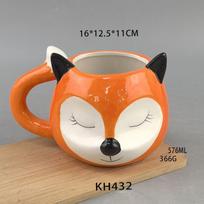 cute pet white cloud soil mug, ceramic cup cute fox cup cartoon milk cup animal water cup 301-400ml