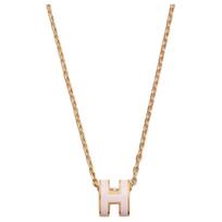 Hermes Mini Pop H Letter Pendant Necklace Women necklace Pink H147992F85 Box+Shopping Bag