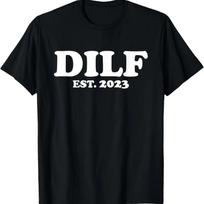 Funny Baby Shower Shirt DILF Est 2023 Expecting Dad T-Shirt S juoda