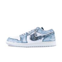 Jordan Air Jordan 1 Neslystantys Atsparūs dilimui Žemi Senoviniai Krepšinio Batai Vyriški Mėlyni Balti FQ7687-300(Team626-) 46 white
