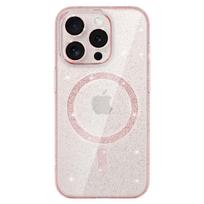 Telefono dėklas Glitter Magsafe, Samsung Galaxy S25 Ultra, rožine-skaidri