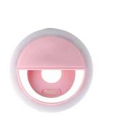 1pc Battery Powered Led Selfie Ring Light Mobile Phone Lens Lamp Adjustable Live Brightness Portable Selfie Fill Ring Light Battery not included rožinė