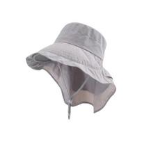 Solid Color Wide Brim Sun Hat Korean Style Neck Protection Fisherman Hat with Neck Cover Adjustable Sun Protection Hat šviesiai pilka spalva