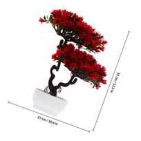 1Pcs Compact Simulation Bonsai Ornament Fake Plant Pot for Living Room Office Desk Decor Small Exquisite Lifelike Artificial raudona