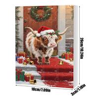 2025 Christmas Advent Calendar 24 Days Countdown 2D Acrylic Highland Cow Pendant Ornament for Car Home Window Decor Xmas Decor L