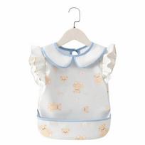 Short Sleeved Baby Feeding Bib Waterproof Baby Eating Bib Children's Sleeveless Apron  Summer 90-Blue Bear