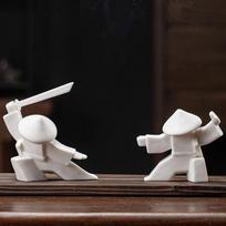 2PCS Unique Samurai Incense Holder Samurai Figurine Samurai Statue Ornament  Gift Idea balta