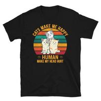 Humans Make My Head Hurt Cute Cat Funny Animal Kitty Cats T-Shirt S
