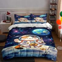 Astronaut cat, Earth, stars. Bedding sets Duvet cover sets Duvet covers Pillowcases(1 * Duvet Cover 2 * Pillowcases, without duvet insert) 135x200cm