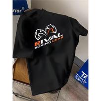 RIVAL BOXING GEAR Vyriški bokso marškinėliai - Lengvi kvėpuojantys vasariniai trumpomis rankovėmis su apvalia apykakle, su boksininko logotipu ir sporto salės dizainu, tinkami treniruotėms S juoda