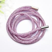 DIY Hoodie Trouser Sweatpant Replacement Accessories Diamond Rope Bright Crystal String Shiny Round Cord Rhinestone Drawstring rožinė