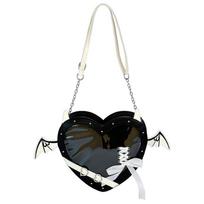 Fashion Heart Shaped Crossbody Ita Bag PU Leather Punk Pin Display Devil Bat Ita Messenger Bag Cosplay Itabag juoda