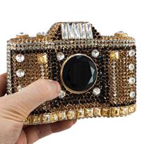 Boutique De FGG Retro Luxury Crystal Clutch Camera Clutch Bag Evening Handbags Party Dinner Rhinestone Purse Minaudiere Handbags Mini Clutch