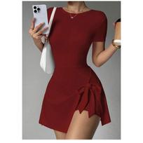 Spring And Summer Casual Yoga One-Piece Skirt Women'S Beautiful Back Fake Two-Piece Outdoor Fitness Sports Golf Tennis Skirt S raudona