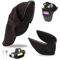 2 Pcs Welding Helmet Cover and Helmet Bib Set, Heat Resistant Welding Cap Extended Headcover with Headlight, Hood Accessories for Full Welding-Neck juoda