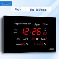 Timess Smart LED Digital Wall Clock with Perpetual Calendar, Thermometer, and Hygrometer