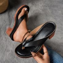New High-heeled Flip-flops Women's Outdoor Thick-heeled Sandals Women's Lightweight Plus Size Summer Slippers 36