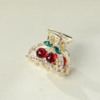 Creative Mini Red Little Grab Clip Diamond Rhinestone Hairpin Female Hair Accessories Cherry Hair Claw Korean Style Headwear