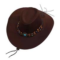 New Artificial Suede Western Cowboy Hat Tibetan Style Felt Top Hat Soft Curved Brim Roll Brim Cowgirl Cap Outdoor Riding kava
