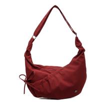 Trendy Soft Nylon Commuting Women's Bag Dumpling Shape Korean Style Shoulder Bag Lightweight Casual Crossbody Bag For Lady Girl raudona