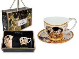 Filiżanka Espresso Gustav Klimt Pocałunek Biała Porcelana Ze Spodkiem