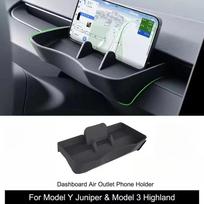 Car Phone Holder for Tesla Model Y Juniper/Model 3 Highland Central Control Storage Box Dashboard Eyeglass Case Car Accessories smėlis