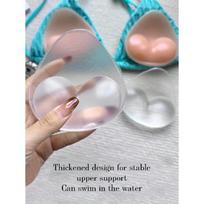 2Pcs Transparent Silicone Push-Up Bra Pads Reusable Soft Bra Cups For Bras Swimwear Bikinis Helps Enhance And Enlarge Breasts Washable Silicone Free size