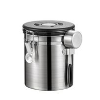 Date Tracker Airtight Coffee Canister Measuring Scoop Coffee Storage Jar Food Storage Box  Flour 1.2L sidabras