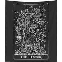 Tapestry tarot card  The Tower of Black 75x100 juoda