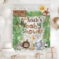 Zoo-themed jungle tapestry for a baby shower 75x100 juoda