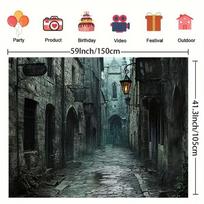 2D Gothic Death Rider Tapestry Grim Reaper on Bike Cemetery Red Sky Wall Decor 47.2x31.5inch/120*80cm