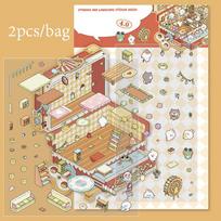 Mr. Paper, Creative Puzzle 3D Landscape Storage Theme Stickers, Collage Diary Scrapbook DIY Stickers
