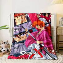 Collage of samurai-themed art with vibrant colors and dramatic expressions. for all seasons blanket lunch break throw gift 80cm x 120cm