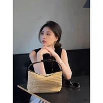 Straw bag, lunch box bag, spring and summer woven bag, handbag, color matching beach style, premium versatile commuter, portable underarm bag