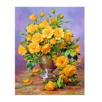 Pilnas grąžtas 5D „pasidaryk pats“ deimantinis dažymas geltona gėle, siuvinėjimas kryželiu namų dekoras, rankų darbo dovana 25x30cm yellow