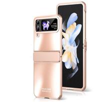 For Samsung Galaxy Z Flip 4  Case With Hinge Protection Frosted Plating Hard Plastic Shockproof Armor Cover case only rožinio aukso spalvos