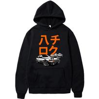 Karštas Anime Initial D Hoodie Sports Vyriškas laisvalaikio gatvės JDM Car Culture laisvalaikio megztinis S juoda