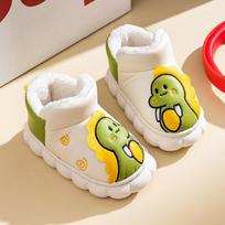 Boys Snow Boots Cartoon Dinosaur Patch Kids Fashion Winter Warm Children Casual Baby Girls Short Boots Non-slip PU Slip-on Cute 34-35 balta