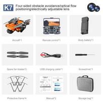 Naujas K7 Drone 8K didelės raiškos profesionalus dviejų kamerų keturkopteris WIFI LED šviesa trijų ašių drebėjimą mažinanti priemonė su optinio srauto kliūčių išvengimu 1 battery oranžinė