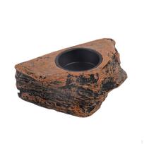 Gecko Feeder Ledge Bowl, Reptile Food Water Dish Single Bowl brown
